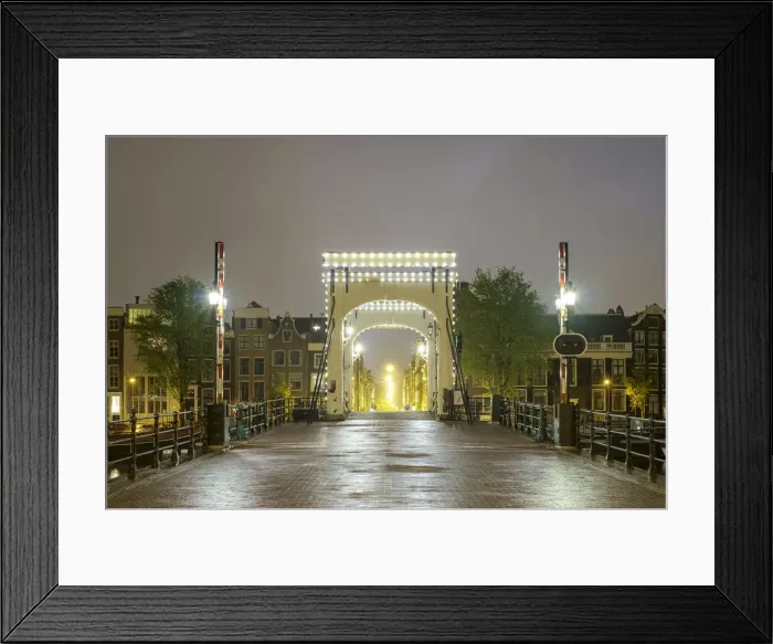 Framed Print : Magere Brug illuminated at night on foggy evening, Amsterdam, North Holland, Netherlands Framed Print : Magere Brug illuminated at night on foggy evening, Amsterdam, North Holland, Netherlands