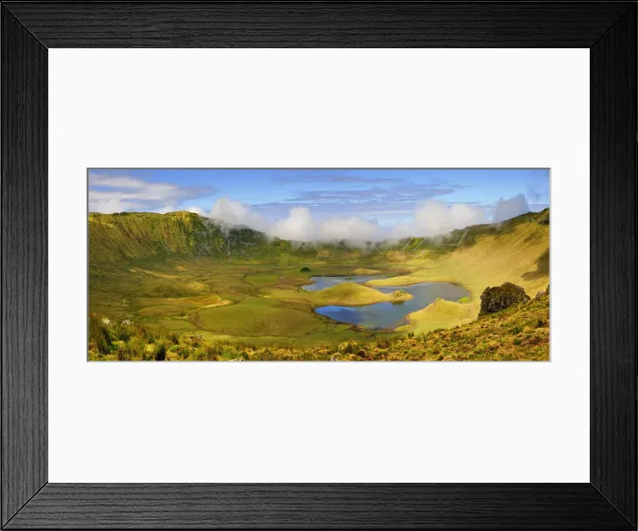 Framed Print : The volcanic crater (Caldeirao) with a beautiful lake on the top of Corvo island Framed Print : The volcanic crater (Caldeirao) with a beautiful lake on the top of Corvo island
