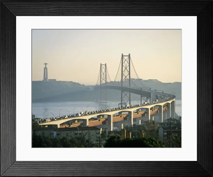 Framed Print : The 25th of April bridge on a big traffic day and the huge statue of Cristo Rei, Lisbon Framed Print : The 25th of April bridge on a big traffic day and the huge statue of Cristo Rei, Lisbon