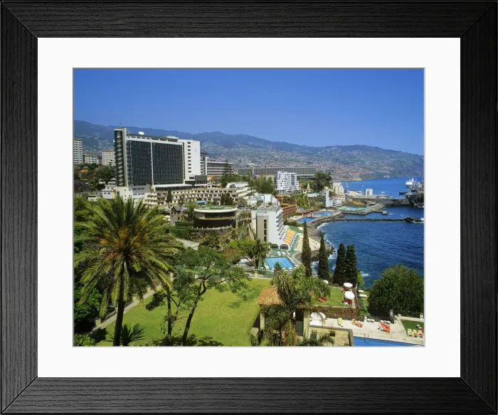 Framed Print : Hotels along the coastline of Funchal, Madeira, Portugal Framed Print : Hotels along the coastline of Funchal, Madeira, Portugal