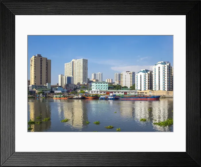 Framed Print : Residential towers in neighborhood of San Nicolas seen across the Pasig River, Manila Framed Print : Residential towers in neighborhood of San Nicolas seen across the Pasig River, Manila