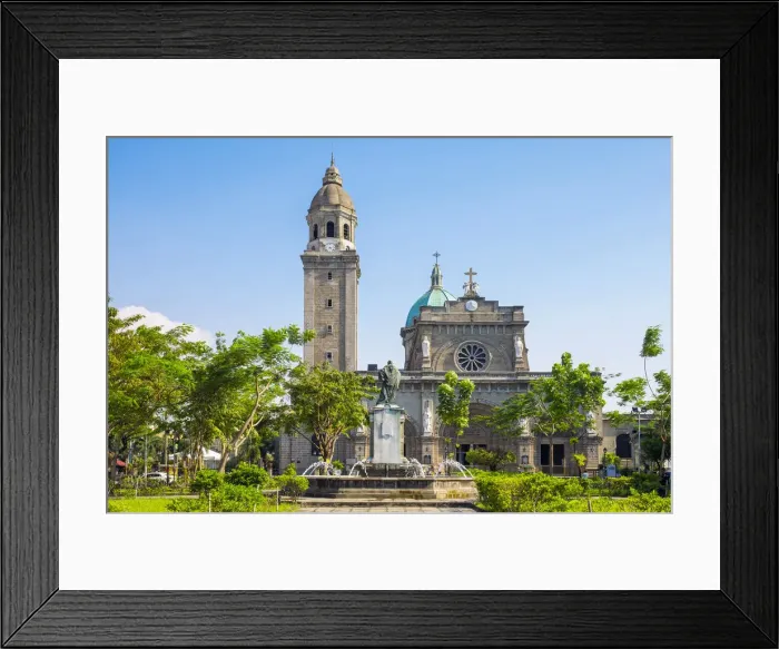 Framed Print : Plaza Roma and Manila Cathedral in Intramuros historic district, Manila, National Framed Print : Plaza Roma and Manila Cathedral in Intramuros historic district, Manila, National
