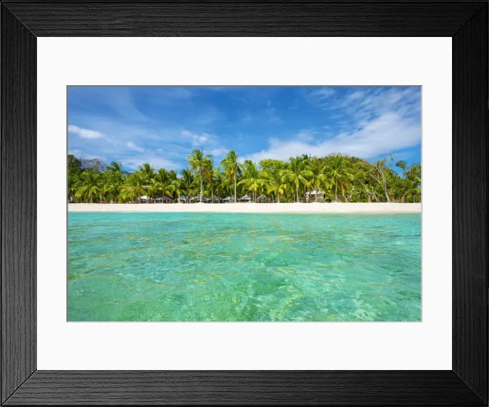 Framed Print : Clear turquoise water and white sand beach at Malcapuya Island, Culion, Palawan Framed Print : Clear turquoise water and white sand beach at Malcapuya Island, Culion, Palawan