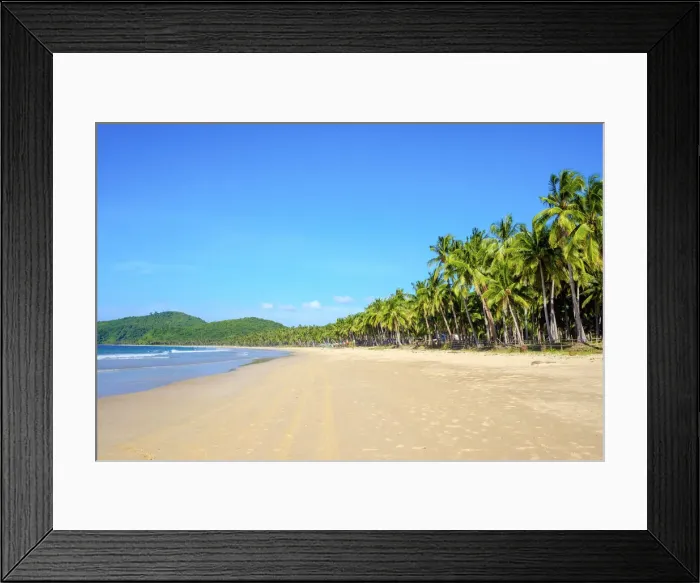 Framed Print : Palm-lined white sand beach at Nacpan Beach, El Nido, Palawan, Philippines Framed Print : Palm-lined white sand beach at Nacpan Beach, El Nido, Palawan, Philippines