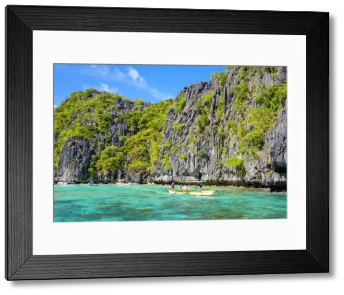 Framed Print : Tourist boats anchored at Big Lagoon, Miniloc Island, El Nido, Palawan, Philippines