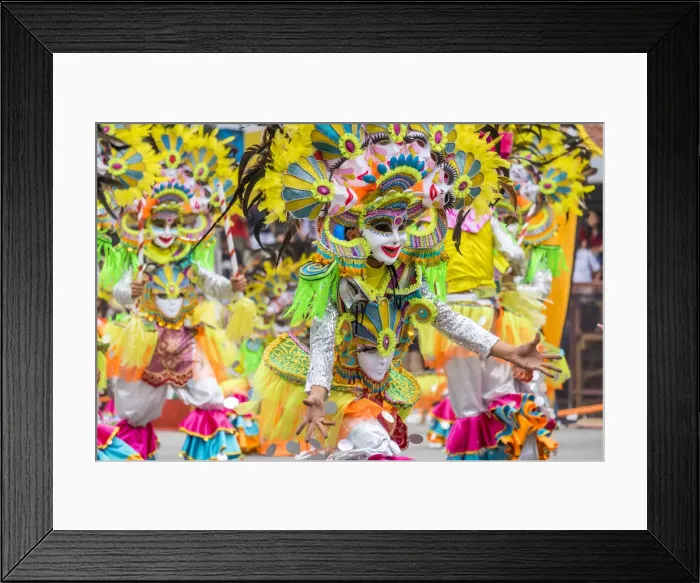 Framed Print : Masked dancers from Masskara Festival in Bacolod City, Negros Occidental during Framed Print : Masked dancers from Masskara Festival in Bacolod City, Negros Occidental during