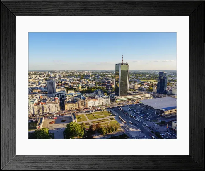 Framed Print : Poland, Masovian Voivodeship, Warsaw, City Center, Elevated view towards Jerozolimskie