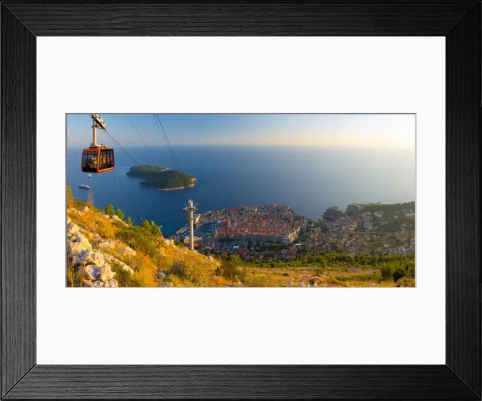 Framed Print : Croatia, Dalmatia, Dubrovnik, Old Town (Stari Grad) from Mount Srd, Cable Car