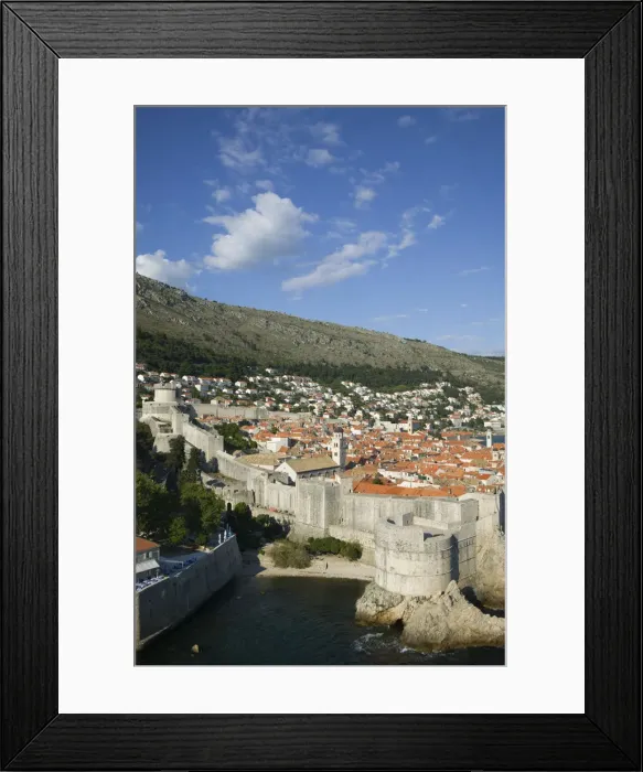 Framed Print : Croatia, Southern Dalmatia, Dubrovnik, View of Old Town & Western Town Walls Framed Print : Croatia, Southern Dalmatia, Dubrovnik, View of Old Town & Western Town Walls