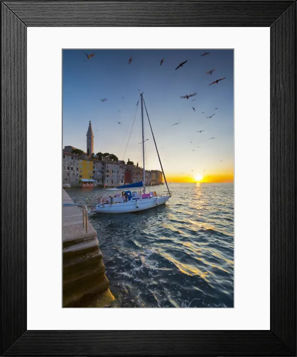 Framed Print : Croatia, Istria, Rovinj, quay and Cathedral of St. Euphemia