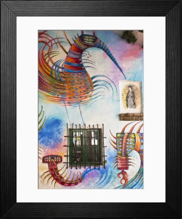 Framed Print : Colombia, Bogota, La Candelaria, Plazoleta de Chorro Quevedo, Graffiti on building Framed Print : Colombia, Bogota, La Candelaria, Plazoleta de Chorro Quevedo, Graffiti on building