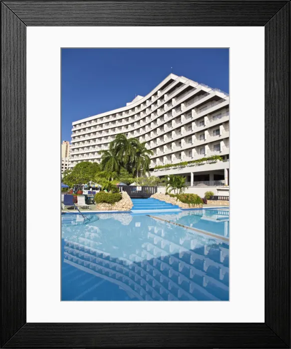 Framed Print : Colombia, Bolivar, Cartagena De Indias, Bocagrande, El Laguit, Hilton Hotel swimming pool