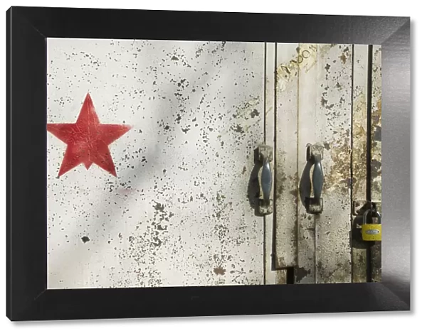 China, Beijing, Chaoyang District, Dashanzi 798 Art District, Factory Door with red star