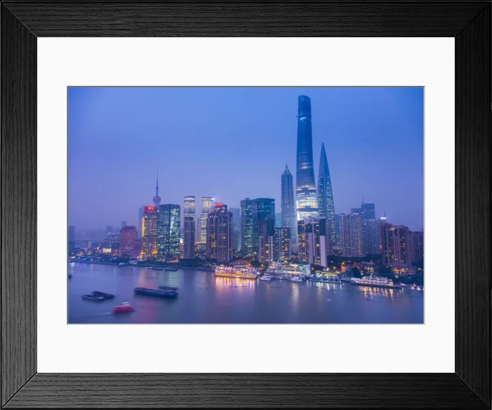Framed Print : Shanghai Tower and the Pudong skyline across the Huangpu river, Shanghai, China Framed Print : Shanghai Tower and the Pudong skyline across the Huangpu river, Shanghai, China