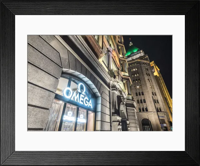 Framed Print : Omega watch shop, The Bund, Shanghai, China Framed Print : Omega watch shop, The Bund, Shanghai, China