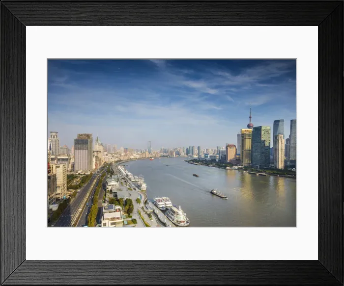 Framed Print : The Bund and Pudong skyline across the Huangpu river, Shanghai, China