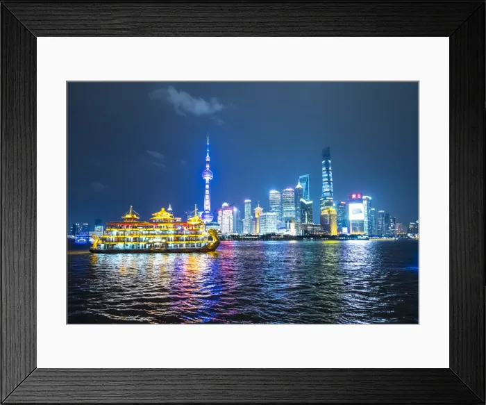 Framed Print : Pudong skyline across the Huangpu river, Shanghai, China Framed Print : Pudong skyline across the Huangpu river, Shanghai, China