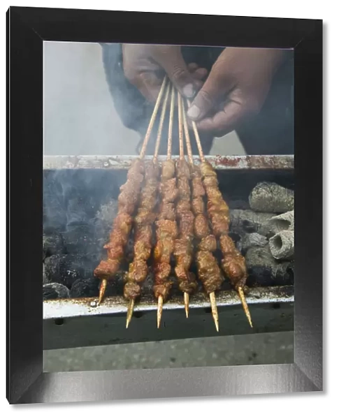 China, Shanghai, Pudong District, Grilled Meat Snack Stand