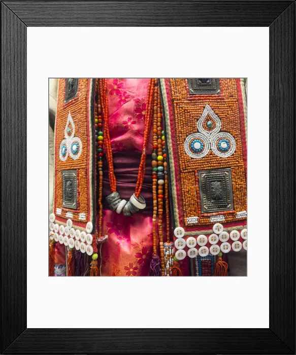 Framed Print : Yugur ceremonial dress from Gansu, Shanghai Museum, Peoples Square, Shanghai
