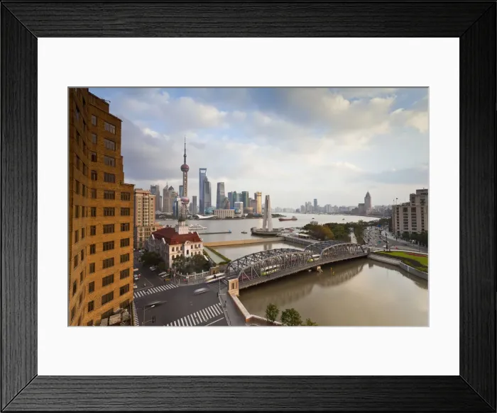 Framed Print : New Pudong skyline; Waibaidu (Garden) Bridge; looking across the Huangpu River Framed Print : New Pudong skyline; Waibaidu (Garden) Bridge; looking across the Huangpu River