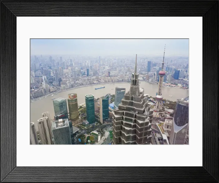 Framed Print : Futuristic Jinmao Tower overlooking the Huangpu river, Bund and Shanghai City, Shanghai Framed Print : Futuristic Jinmao Tower overlooking the Huangpu river, Bund and Shanghai City, Shanghai