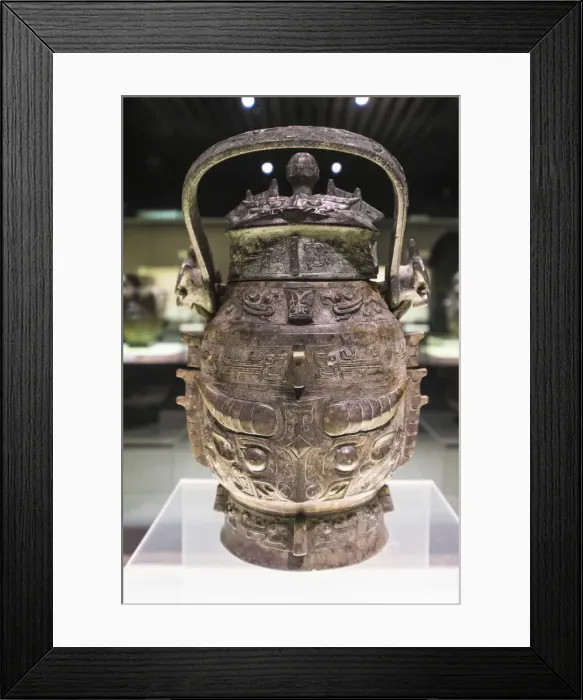 Framed Print : Bronze wine vessel (Early Western Zhou, 11th Century BC), Shanghai Museum, People s Framed Print : Bronze wine vessel (Early Western Zhou, 11th Century BC), Shanghai Museum, People s