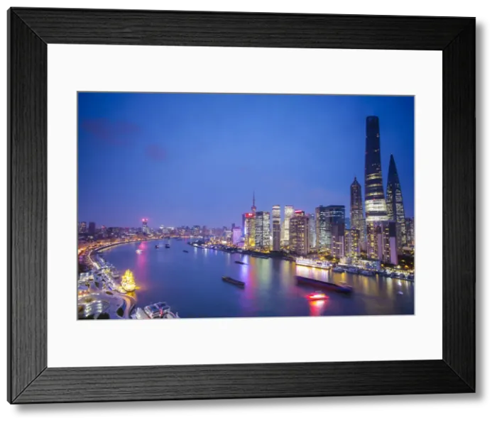Framed Print : Shanghai Tower and the Pudong skyline across the Huangpu river, Shanghai, China Framed Print : Shanghai Tower and the Pudong skyline across the Huangpu river, Shanghai, China