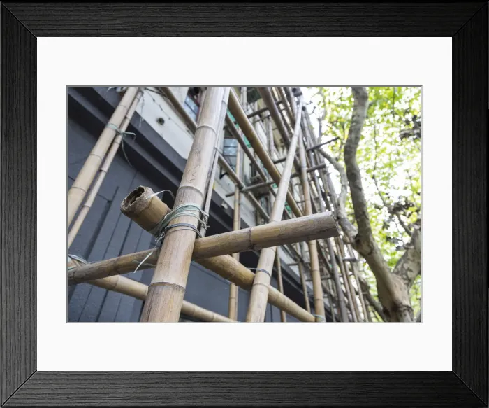 Framed Print : Bamboo scaffolding, French Concession, Shanghai, China Framed Print : Bamboo scaffolding, French Concession, Shanghai, China