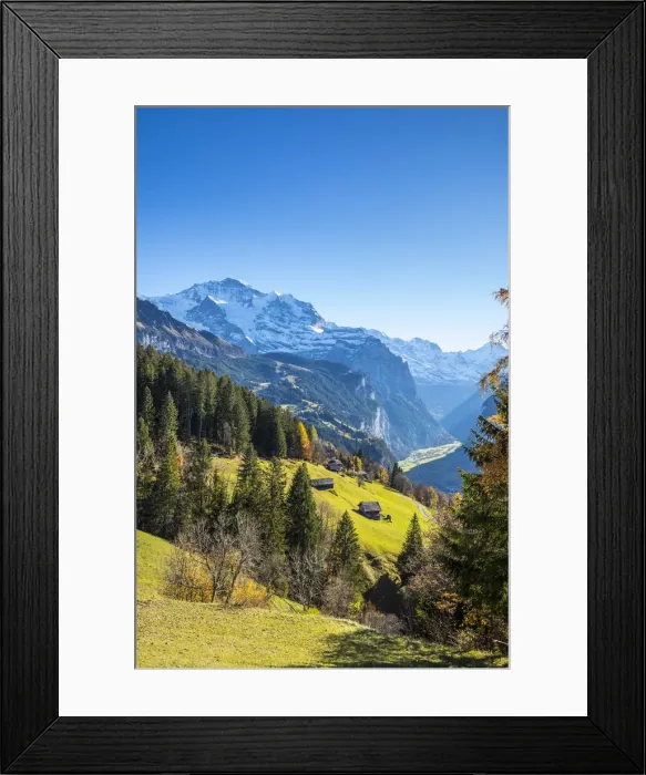 Framed Print : Wengen, and Jungfrau mountain, Berner Oberland, Switzerland Framed Print : Wengen, and Jungfrau mountain, Berner Oberland, Switzerland