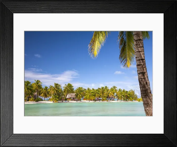 Framed Print : Cook Islands, Aitutaki Atoll, Smal Beach Resort on the Lagoon