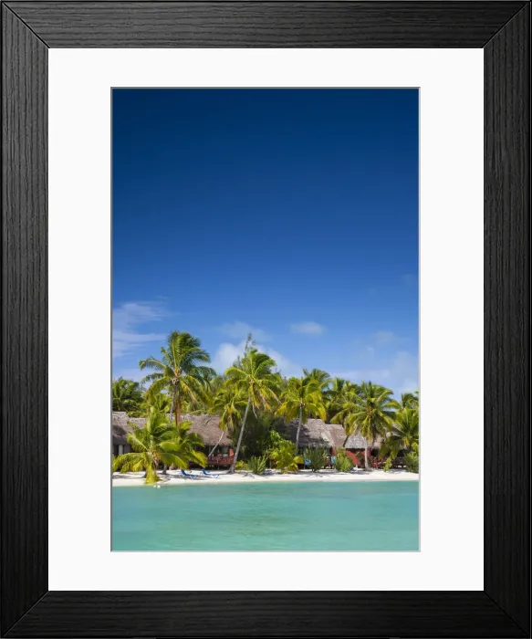 Framed Print : Cook Islands, Aitutaki Atoll, Smal Beach Resort on the Lagoon