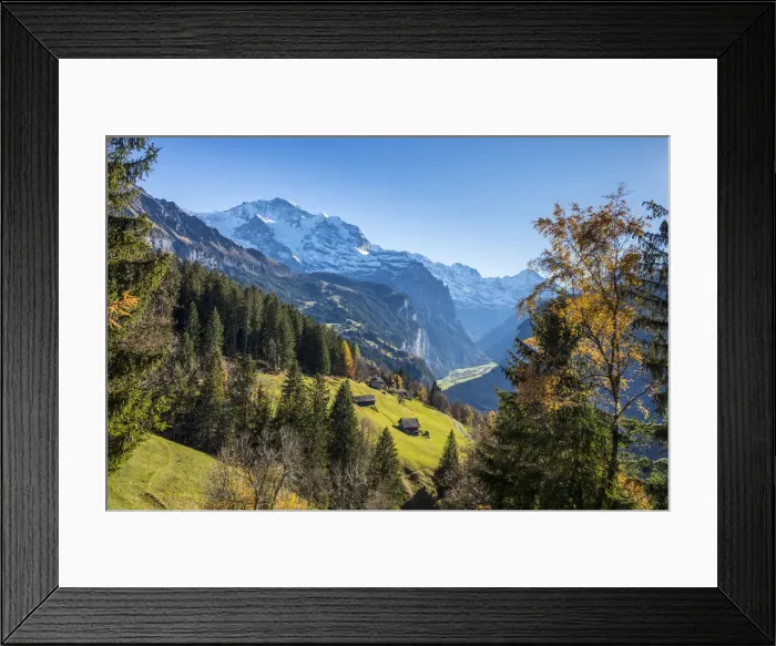 Framed Print : Wengen, and Jungfrau mountain, Berner Oberland, Switzerland Framed Print : Wengen, and Jungfrau mountain, Berner Oberland, Switzerland