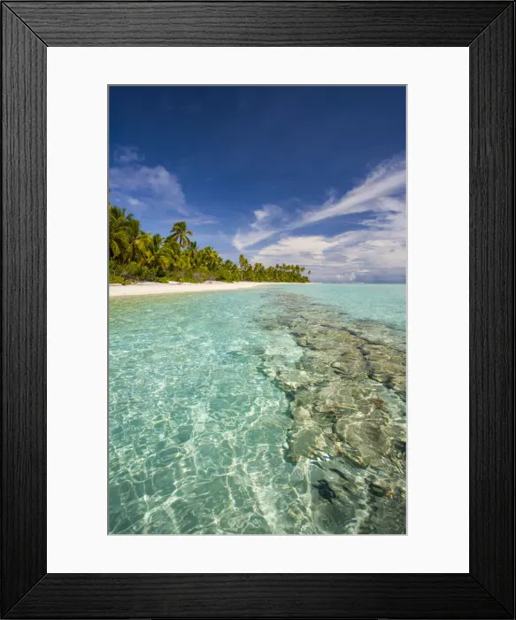 Framed Print : Cook Islands, Aitutaki Atoll, Tropical island and beach