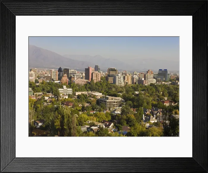 Framed Print : Chile, Santiago, view of the city from Cerro San Cristobal & Andes mountains Framed Print : Chile, Santiago, view of the city from Cerro San Cristobal & Andes mountains