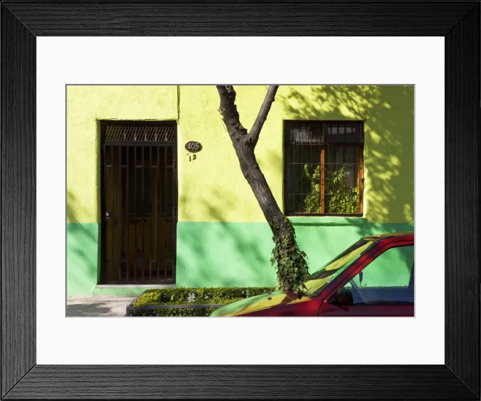 Framed Print : Chile, Santiago, colourfully painted housefronts in the trendy district of Barrio Framed Print : Chile, Santiago, colourfully painted housefronts in the trendy district of Barrio