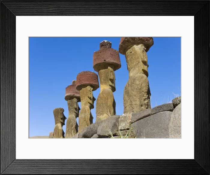 Framed Print : Chile, Rapa Nui, Easter Island, Anakena beach, monolithic giant stone Moai statues Framed Print : Chile, Rapa Nui, Easter Island, Anakena beach, monolithic giant stone Moai statues