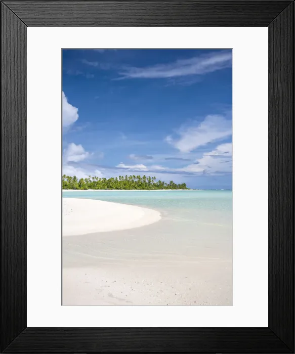 Framed Print : Cook Islands, Aitutaki Atoll, Tropical island and beach