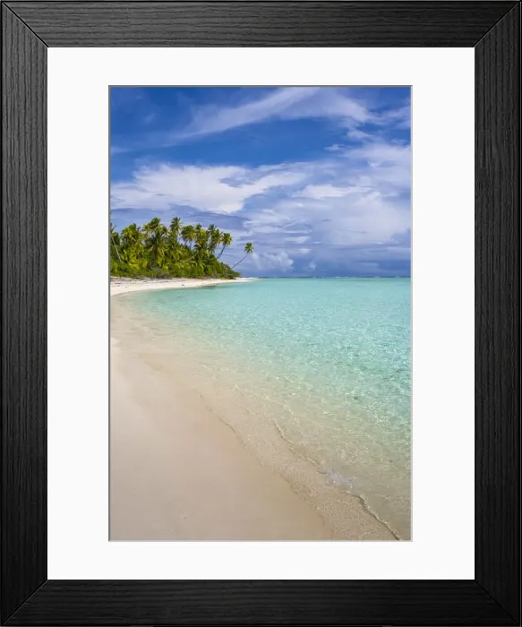 Framed Print : Cook Islands, Aitutaki Atoll, Tropical island and beach