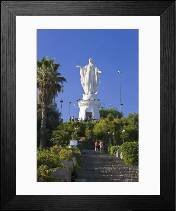 Framed Print : Chile, Santiago, statue of the Virgin Mary at Cerro San Cristobal overlooking the city