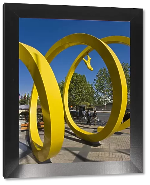 Chile, Santiago, Central Business District, Yellow Spiral Sculpture