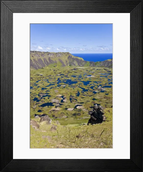 Framed Print : Chile, Rapa Nui, Easter Island, view from the rim into the crater of Ranu Kau Framed Print : Chile, Rapa Nui, Easter Island, view from the rim into the crater of Ranu Kau