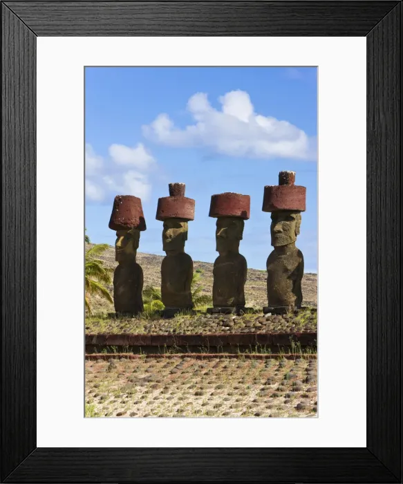 Framed Print : Chile, Rapa Nui, Easter Island, Anakena beach, monolithic giant stone Moai statues Framed Print : Chile, Rapa Nui, Easter Island, Anakena beach, monolithic giant stone Moai statues
