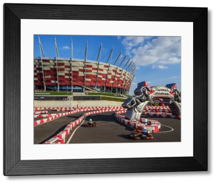 Framed Print : Poland, Masovian Voivodeship, Warsaw, Gocart Circuit in front of the National Stadium Framed Print : Poland, Masovian Voivodeship, Warsaw, Gocart Circuit in front of the National Stadium