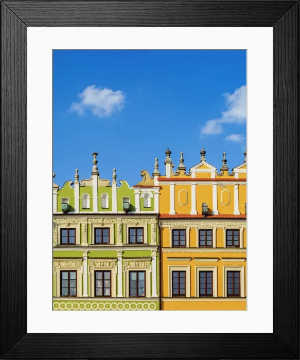 Framed Print : Poland, Lublin Voivodeship, Zamosc, Old Town, Colourful Houses on the Market Square