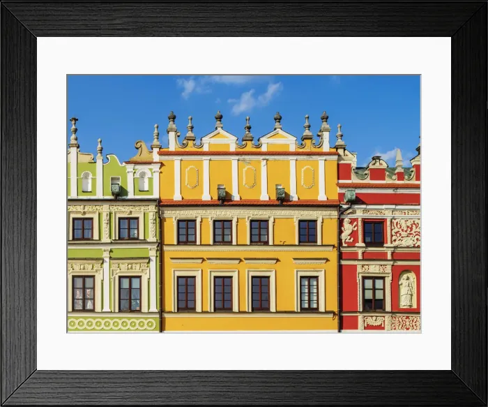 Framed Print : Poland, Lublin Voivodeship, Zamosc, Old Town, Colourful Houses on the Market Square Framed Print : Poland, Lublin Voivodeship, Zamosc, Old Town, Colourful Houses on the Market Square