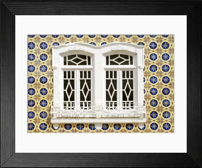 Framed Print : Traditional windows in Olhao, Algarve, Portugal Framed Print : Traditional windows in Olhao, Algarve, Portugal