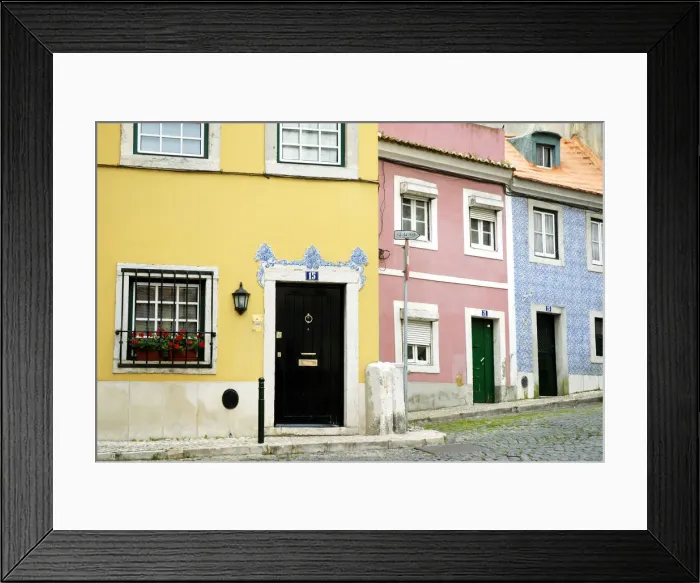 Framed Print : Traditional houses of Madragoa district. Lisbon, Portugal Framed Print : Traditional houses of Madragoa district. Lisbon, Portugal