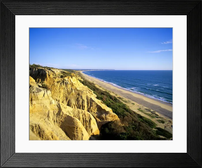 Framed Print : Fossil Cliffs Nature Reserve along the Costa da Caparica coastline. Portugal Framed Print : Fossil Cliffs Nature Reserve along the Costa da Caparica coastline. Portugal