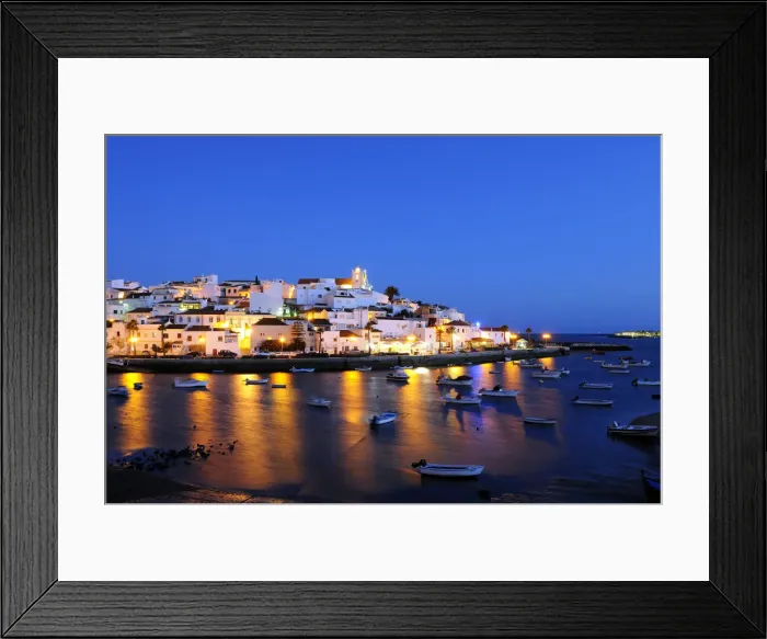 Framed Print : Ferragudo, a little fishing village, at dusk, Algarve, Portugal