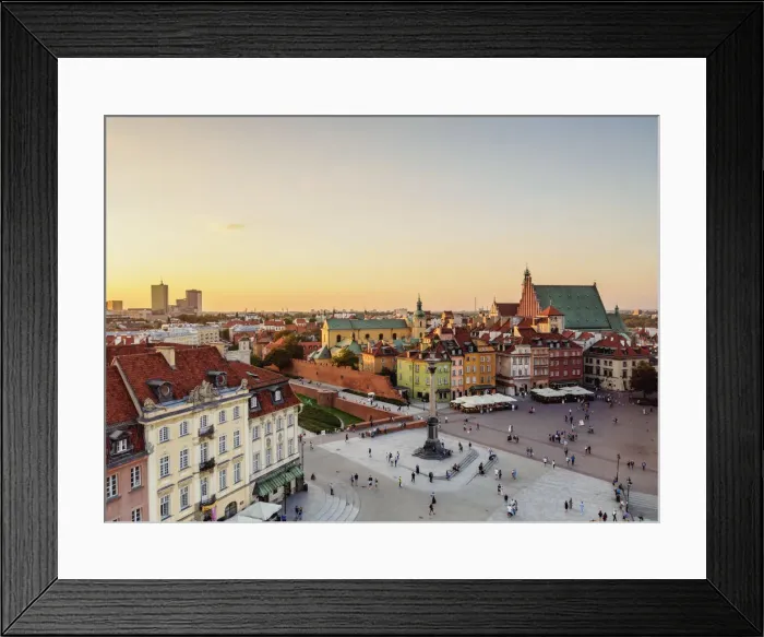 Framed Print : Poland, Masovian Voivodeship, Warsaw, Old Town, Elevated view of the Castle Square Framed Print : Poland, Masovian Voivodeship, Warsaw, Old Town, Elevated view of the Castle Square